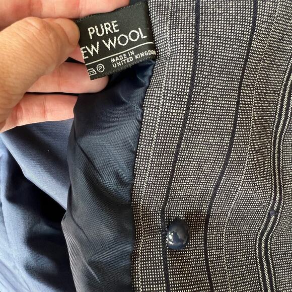 Vintage Gleneagles of Scotland Wool Blazer Striped Navy Blue Made in UK Jacket - Picture 10 of 10